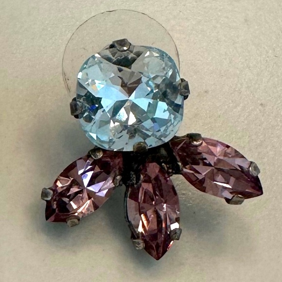 TOVA Light Sapphire and Amethyst Swarovski Crystal Earrings in Antique Silver - Picture 4 of 13